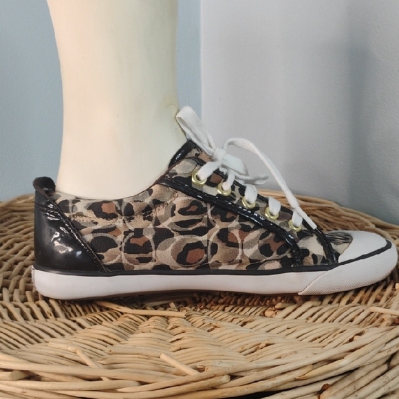 COACH Barrett Low Top Leopard Print Women's Lace Up Sneakers Size 8B Casual - Picture 4 of 12
